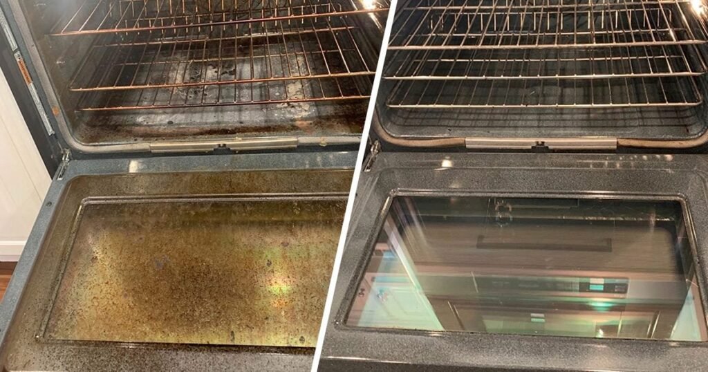 before and after of oven for airbnb cleaning services in Melbourne